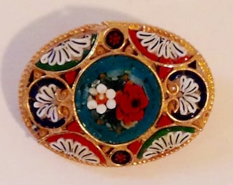 Mid Century Micro Mosaic Brooch