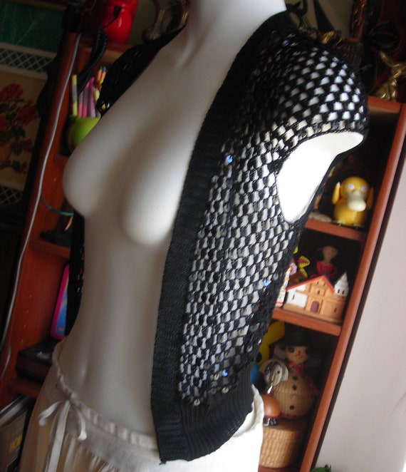 Vintage Black Sequined Bolero or Shrug. Will Fit X