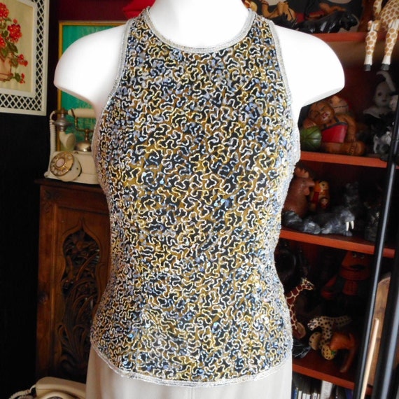 Vintage Beaded Silk Top. Size 6. Fits S. Fully Li… - image 2