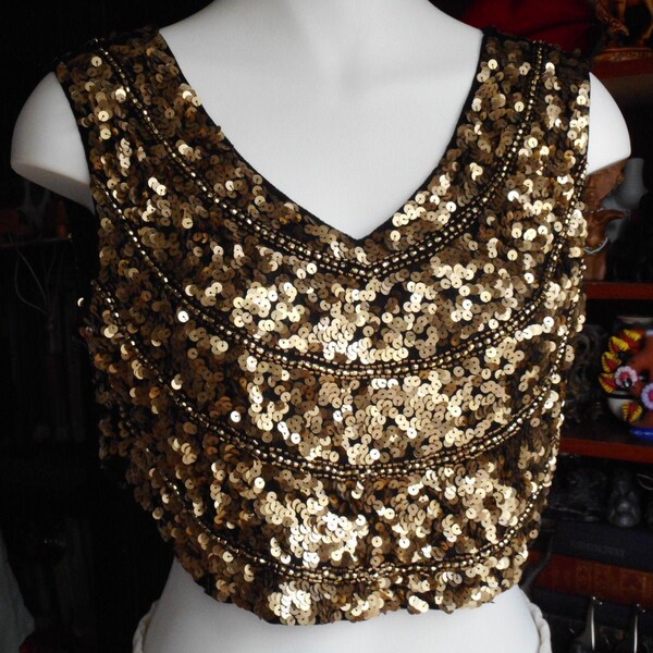 cropped floral sequin top