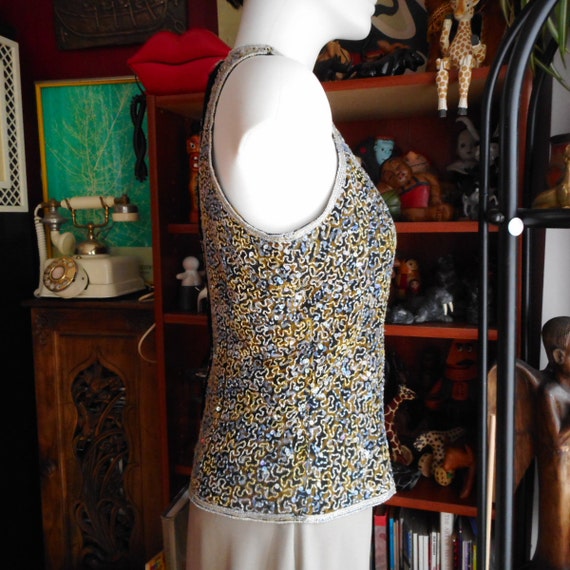 Vintage Beaded Silk Top. Size 6. Fits S. Fully Li… - image 4