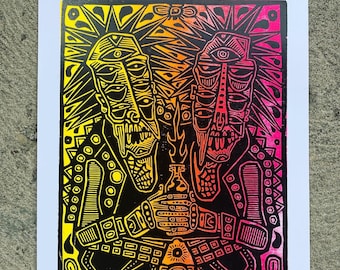 Brothers Woodcut Print – Tim Tanker Collaboration