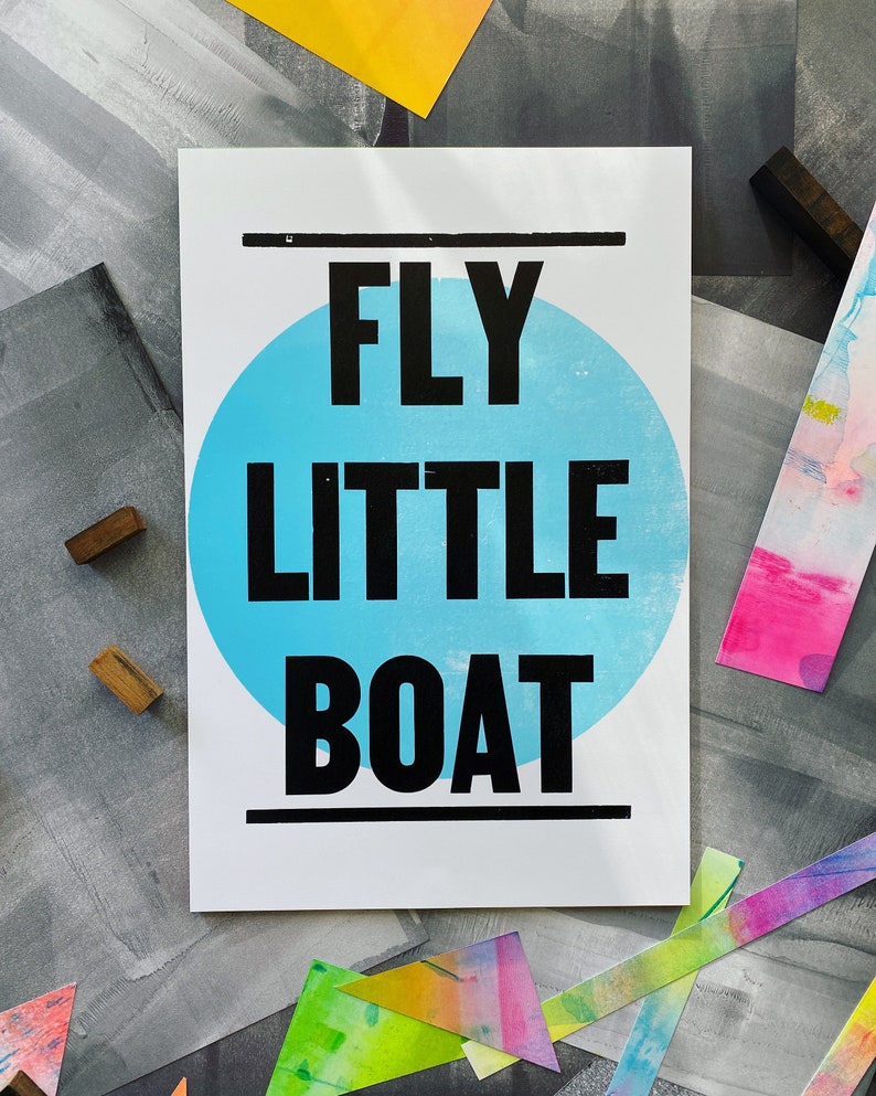 Fly Little Boat Letterpress Print image 1