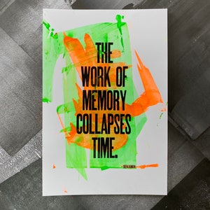 The Work of Memory Collapses Time Walter Benjamin Letterpress Print One-of-a-Kind image 6