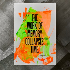 The Work of Memory Collapses Time Walter Benjamin Letterpress Print One-of-a-Kind image 7