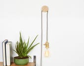 Wall Lamp Made From Oak, Pendant Lamp, Wooden Lamp, Edison Bulb and fabric Cable, Home Decor, Hanging Lamp