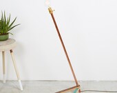 Copper & Oak Floor Lamp, Edison Bulb, Minimal, Handmade, Reclaimed