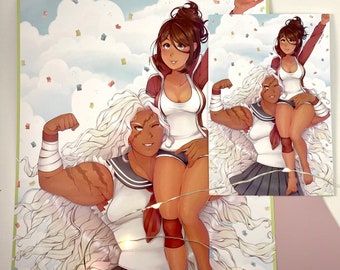 Matte Print Sakura Ogami and Aoi Asahina Dangan Ronpa Trigger Happy Havoc LGBT pride Anime and Manga Fanart