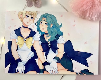 Matte Print Sailor Uranus and Neptune Sailor Moon LGBT pride Anime and Manga Fanart