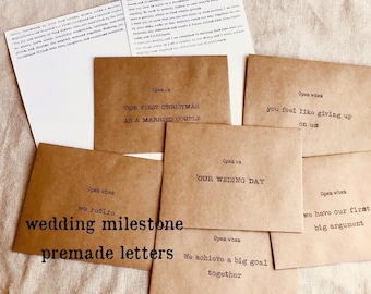 Marriage Milestone envelope with premade letters - Groom Gift to Bride - Gift to Groom - Unique Wedding Day Gift - Anniversary Gift