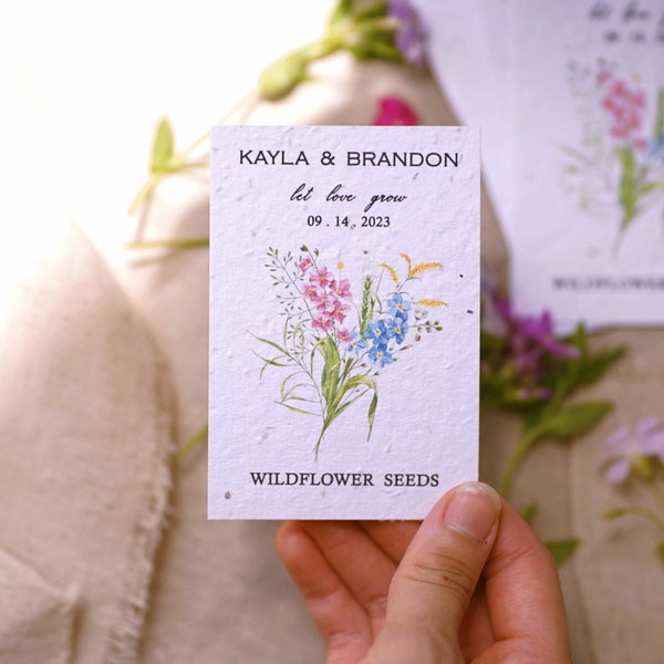 Vintage Wildflower Seed Favors - Wildflower Wedding Favor - Bridal Baby Shower Favor - Custom Seed Paper Favors - Sustainable Wedding Favor
