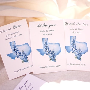 Custom Texas Bluebonnet Seed Packets – Personalized for Weddings, Showers, Birthdays - Unique Eco-Friendly Seed Packets for Special Occasion
