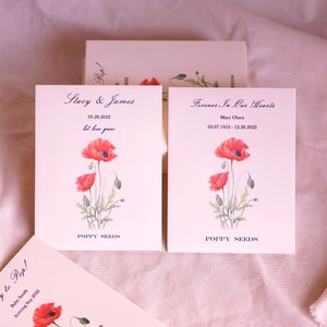 Red poppy seed envelopes - Red poppy wedding seed favor - red poppy shower seed favor - red poppy seed envelopes - funeral seeds favor