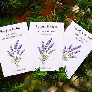 Lavender Seeds Packets - Lavender wedding favors - Lavender bridal shower favor - Lavender Baby Shower Favors Girl - garden wedding favor