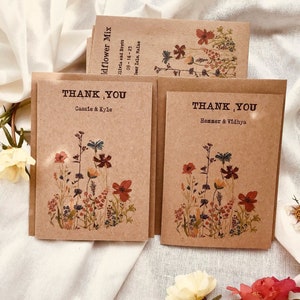 Personalized Rustic Wildflower thank you cards Wildflower Wedding Shower Vintage Boho Wedding wildflower appreciation thanksgiving image 1