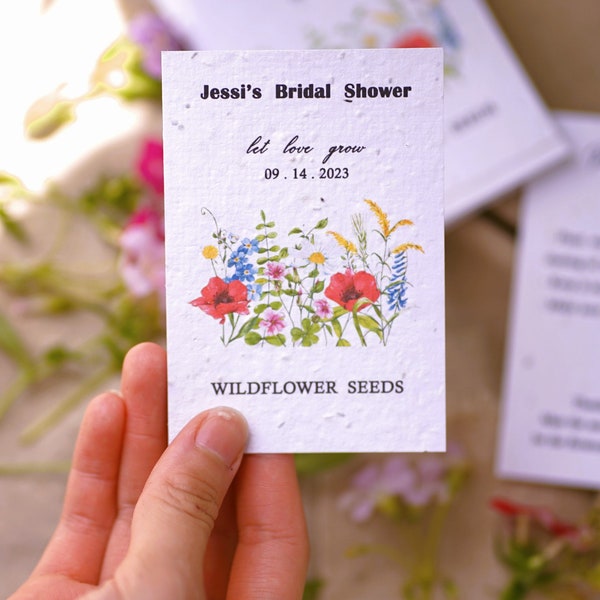 Vintage Wildflower Seed Favors - Wildflower Wedding Favor - Bridal Baby Shower Favor - Custom Seed Paper Favors - Sustainable Wedding Favor