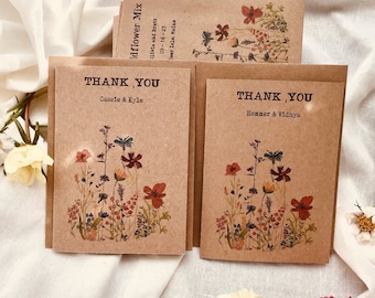 Personalized Rustic Wildflower thank you cards - Wildflower Wedding Shower - Vintage Boho Wedding - wildflower appreciation thanksgiving