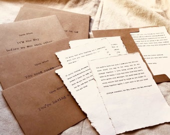 8 Open When envelopes with 8 PRE-MADE letter content -  long distance letter- pre-made love card - long distance relationship Christmas gift