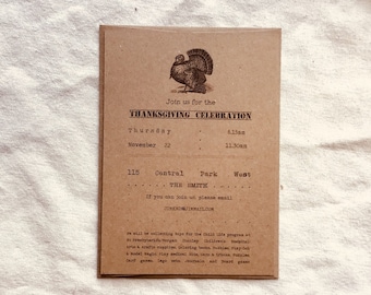 Rustic Thanksgiving Invitation - Thanksgiving Dinner Invitation - brown kraft thanksgiving invitation - Give Thanks - Thanksgiving Luncheon