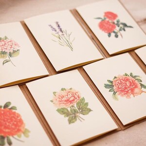 Set of 7 Botanical Greeting Cards Floral Variety Folded Note Cards With ...