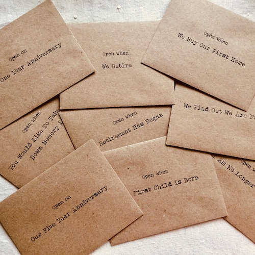 Jalon du mariage - Ouvrir lorsque l'enveloppe - Cadeau du marié à la mariée - Cadeau au marié - Cadeau unique pour le jour du mariage - Cadeau d'anniversaire - Lettres de mariage