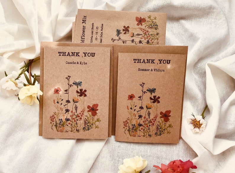 Personalized Rustic Wildflower thank you cards Wildflower Wedding Shower Vintage Boho Wedding wildflower appreciation thanksgiving image 1