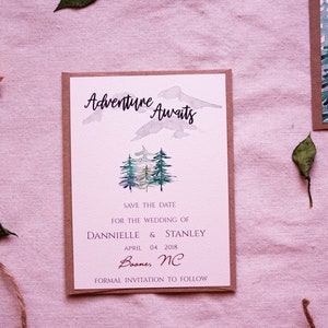Printable or printed - Rustic Mountain Wedding Save the Date -Rustic Woodland Save the Date-Adventure Wedding Save the date-Destination wedd
