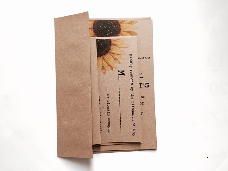 Sunflower wedding invitation floral wedding invitation boho wedding country wedding invitation rustic wedding invitation brown kraft image 7