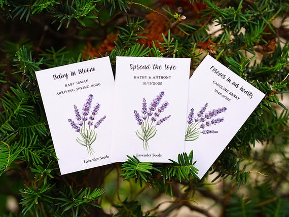 Lavender Seeds Packets - Lavender wedding favors - Lavender bridal shower favor - Lavender Baby Shower Favors Girl - garden wedding favor