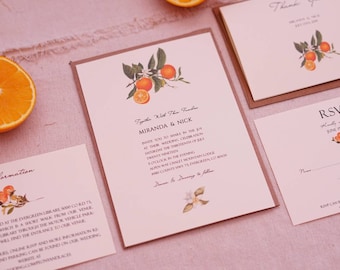 Orange Blossom Wedding Invitation Suite - Citrus Wedding Invitation - Botanical Wedding Invitations - Summer Wedding - florida wedding