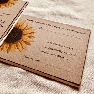 Sunflower wedding invitation floral wedding invitation boho wedding country wedding invitation rustic wedding invitation brown kraft image 6