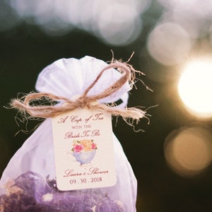 Personalized Bridal Shower Favor Tags - English Tea Party Bridal Shower Favor Tags - A cup of tea with the bride to be - Tea Pot shower tag