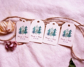 Personalized Woodland Mountain Wedding Favor Tags - Personalized Woodland Mountain Shower Favor Tags - Evergreen Tree favor Tags