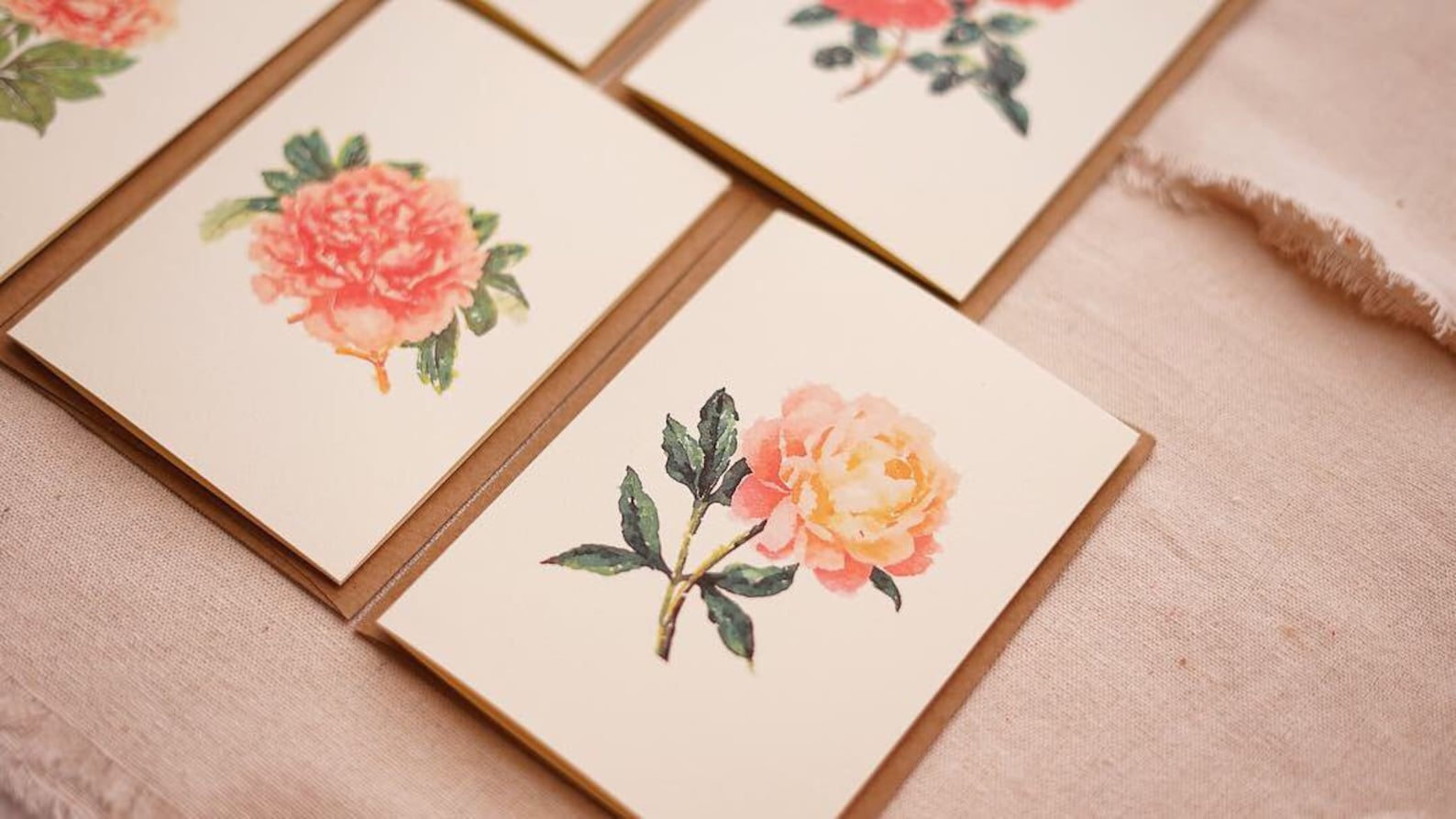 Set of 7 Botanical Greeting Cards Floral Variety Folded Note | Etsy