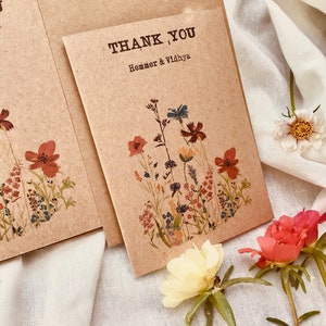 Personalized Rustic Wildflower thank you cards Wildflower Wedding Shower Vintage Boho Wedding wildflower appreciation thanksgiving image 3