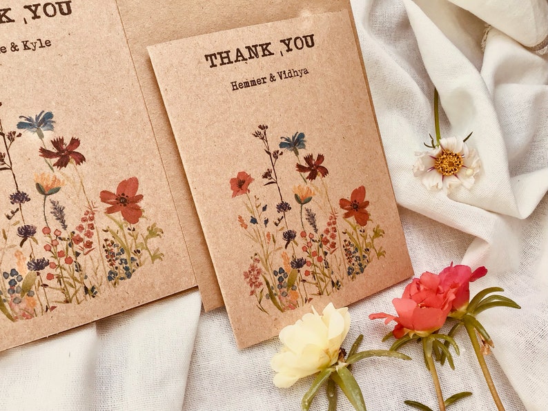 Personalized Rustic Wildflower thank you cards Wildflower Wedding Shower Vintage Boho Wedding wildflower appreciation thanksgiving image 3