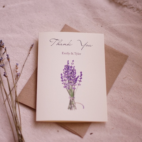 Lavender Thank You Wedding Cards - Etsy