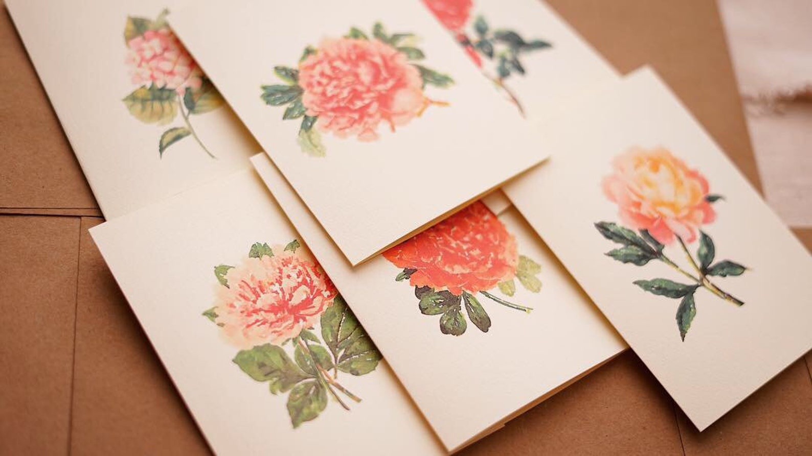 Set of 7 Botanical Greeting Cards Floral Variety Folded Note | Etsy