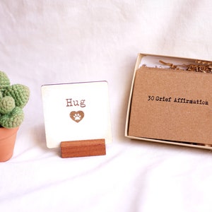 Loss of Pet Sympathy Gift Box with Crochet Succulent Pot and Grief Affirmation Card Set, Bereavement gift, Sympathy gift basket, send a hug image 2