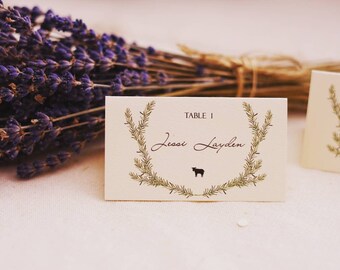 Vintage Rosemary Table Place Cards - Rosemary Escort Cards - Rosemary Name Cards - herb escort card - herb table place card - food choice