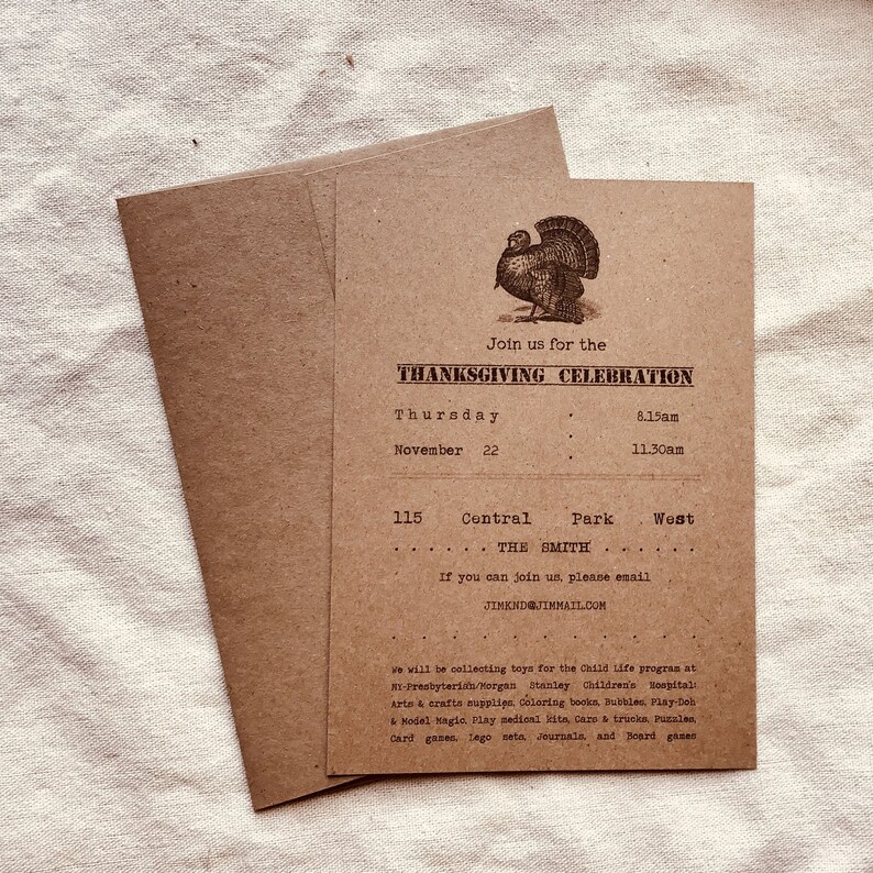 Rustic Thanksgiving Invitation Thanksgiving Dinner Invitation brown kraft thanksgiving invitation Give Thanks Thanksgiving Luncheon image 2
