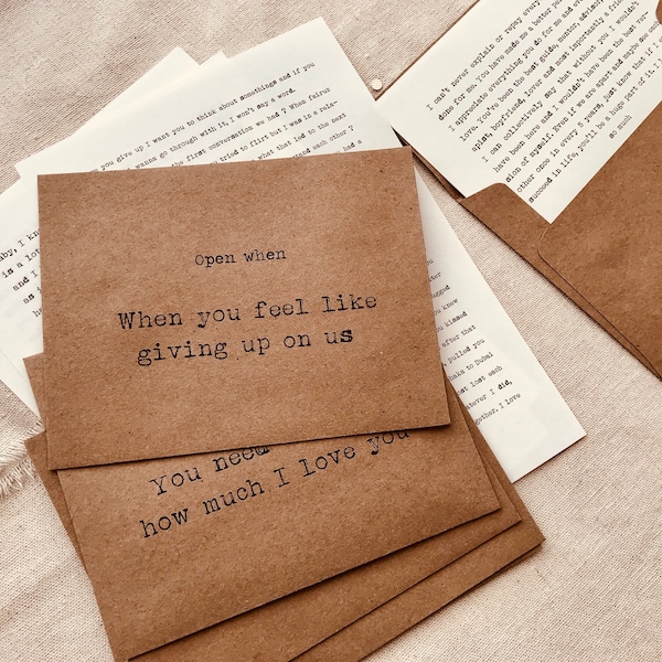 Custom letters for Long Distance relationship - Open when envelopes with custom letters - deployment gifts - off to college gift - love card