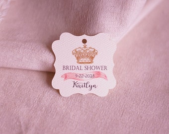 Personalized bridal shower favor tag - bridal shower crown favor tag - bride to be party - gold crown favor tag - gold crown gift tag