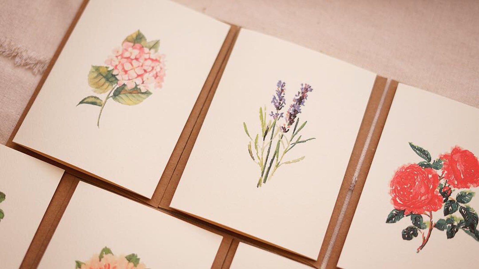Set of 7 Botanical Greeting Cards Floral Variety Folded Note | Etsy