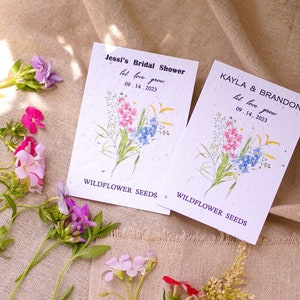 Vintage Wildflower Seed Favors Wildflower Wedding Favor Bridal Baby Shower Favor Custom Seed Paper Favors Sustainable Wedding Favor image 4