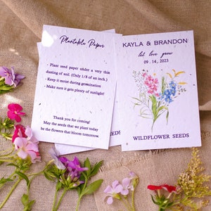 Vintage Wildflower Seed Favors Wildflower Wedding Favor Bridal Baby Shower Favor Custom Seed Paper Favors Sustainable Wedding Favor image 5