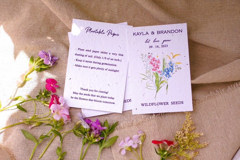 Vintage Wildflower Seed Favors Wildflower Wedding Favor Bridal Baby Shower Favor Custom Seed Paper Favors Sustainable Wedding Favor image 5