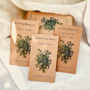 Custom Bulk Forget-Me-Not Seed Packets | Personalized Memorial Funeral Favors | DIY Sympathy Gift for Friends & Family |Remembrance Keepsake