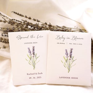 Lavender Seeds Packets - Lavender wedding favors - Lavender bridal shower favor - Lavender Baby Shower Favors Girl - garden wedding favor