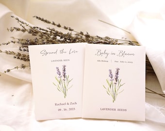 Lavender Seeds Packets - Lavender wedding favors - Lavender bridal shower favor - Lavender Baby Shower Favors Girl - garden wedding favor